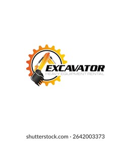 Illustration vector graphic of heavy equipment, excavator construction, logo design template 