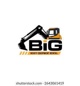 Illustration vector graphic of heavy equipment, excavator construction, logo design template 