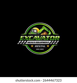 Illustration vector graphic of heavy equipment, excavator construction, logo design template 