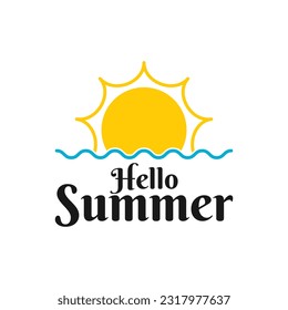 ilustración vectorial gráfico del logotipo de hola verano, logotipo de sol de playa minimalista verano