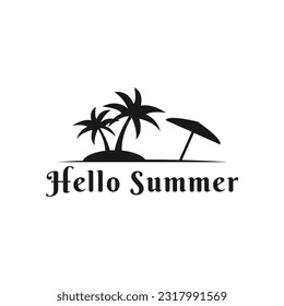 illustration vector graphic of hello summer logo, minimalist beach sun summer logo