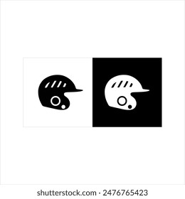 Ilustración Vector gráfico del icono del casco, blanco y negro