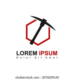 Illustration Vector Graphic of Hexagon Pickaxe Logo. Perfect to use for Mining Company