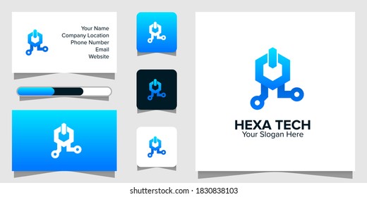 Illustration Vector Graphic of Hexagon Tech logo and business card
