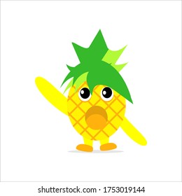 Illustration vector graphic of hi pineapple with yellow and green color