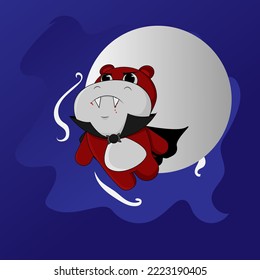 Illustration Vector Graphic Of Hippo Dracula Good For Design Tshirt for Kids 