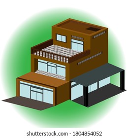 illustration vector graphic of home  3d design. suitable for game industri, design arsitecture, design isnpiration book, etc
