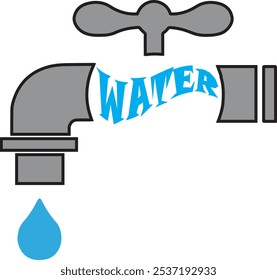 illustration vector graphic of home construction water line or faucet icon