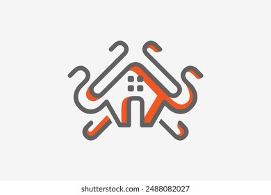 Illustration vector graphic of home and octopus. Good for logo