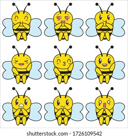 Illustration Vector Graphic of Honey bee kawaii emoji design. fit for emoji, sticker, messaging , digital product etc.