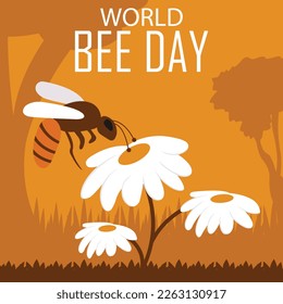 illustration vector graphic of a honey bee sucking flower essence, perfect for international day, world bee day, celebrate, greeting card, etc.