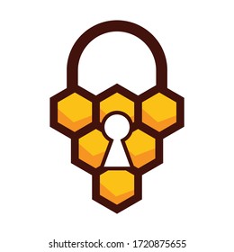 Ilustración Gráfica vectorial del logotipo de Honey Padlock, Adecuado para logotipos de seguridad