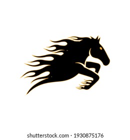 illustration vector graphic of horse head logo with fire mane