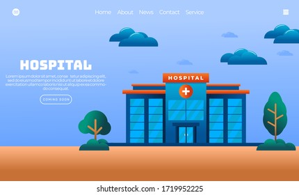 Illustration vector graphic of hospital building. Medical and healthcare concept. Perfect for web landing page, banner, poster, etc.