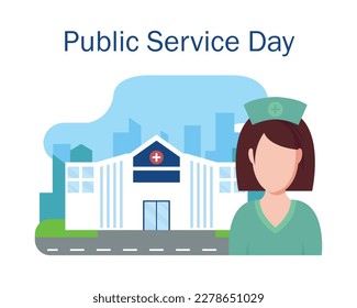 ilustración vectorial de hospitales y enfermeras, perfecto para el día internacional, día de servicio público, celebración, tarjeta de saludo, etc.