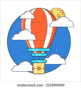 Illustration vector graphic of Hot air balloon. Flat cartoon design. perfect for banner and etc.