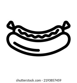 Illustration vector graphic of hot dog with mustard using outline style on a white background. Suitable for restaurant, 
food apps, website projects and more.