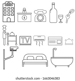 illustration vector graphic of hotel service icon set. best for logo or icon.
