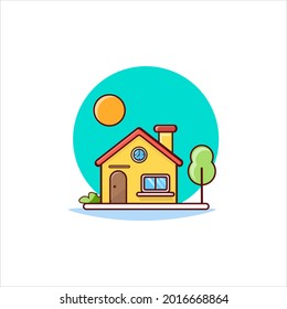 illustration vector graphic of  house Building Icon Concept White Isolated. Flat Cartoon Style Suitable for Web Landing Page, Banner, Sticker, Background