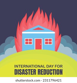 illustration vector graphic of house fire emits smoke, perfect for international day, international day for disaster reduction, celebrate, greeting card, etc.