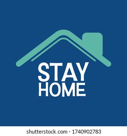 Illustration vector graphic of the house and heart symbol inside the text Stay Home save life isolated on blue background. Stay home and Stay safe to prevent spread of COVID-19 outbreak concepts.