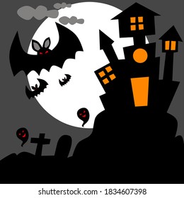 Illustration vector graphic of house horror for Halloween.