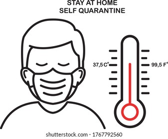 Illustration vector graphic of human body temperature. stay at home and self quarantine icon