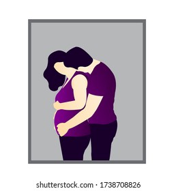 Illustration vector graphic of a husband hugs his wife.
Perfect to use for website content or social media post.