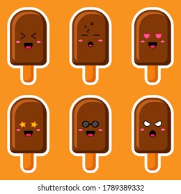 Gráfico vectorial de ilustración del conjunto de emoticonos de helados