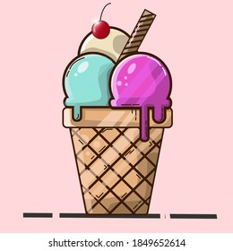 illustration vector graphic of ice cream, perfect for walpaper, and decorative in restaurant