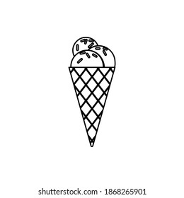 Illustration vector graphic of ice cream cone icon. Concept flat design. Perfect for poster, banner, web, symbol, application, card, template, coverbook, cartoon, etc.