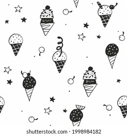Ilustración vectorial gráfico de helado, perfecto para fondo, tejido u objeto, impresión, deformación, textil, etc.