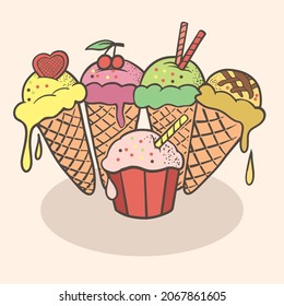 Illustration Vector Graphic Of Ice Cream Good For Sale Ice