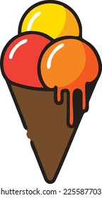 Vektorgrafik von Eis-Creme-Kegel, für Dekoration, Menü, Listen, Buch, Tagebuch, Element, Symbol für kleine Unternehmen usw.