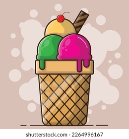 illustration vector graphic of ice cream, perfect for food animation , illustration, carton, food icon, art, logo, food design, restaurant, etc.