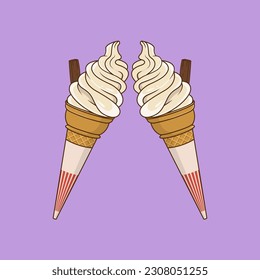 illustration vector graphic of ice cream, fit for food menu illustrations, kitchen paintings, children's drawings, wallpapers, etc