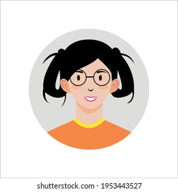 illustration vector graphic of icon avatar female wearing casual clothes and hair tied in two. perfect for profile photos and more