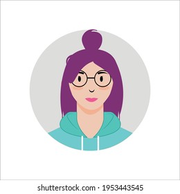 illustration vector graphic of icon avatar female long pigtails top with a hoodie. perfect for your profile photo and more