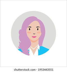 ilustración vectorial de icono avatar hembra con ropa de oficina y pelo largo. perfecto para fotos de perfil y más