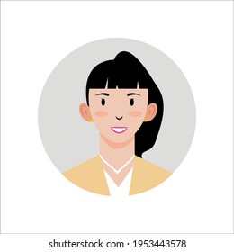 illustration vector graphic of icon avatar female wearing a jacket, long hair tied up. perfect for profile photos and more