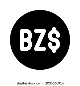 Illustration vector graphic icon of Belize Dollar currency. Solid Style Icon. Vector illustration isolated on white background. Perfect for website or application design.