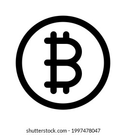 Illustration vector graphic icon of Bitcoin Crypto currency. Line style icon. Vector illustration isolated on white background. Perfect for website or application design.