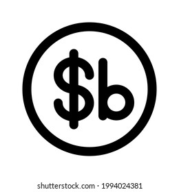Illustration vector graphic icon of Bolivia Boliviano currency. Line style icon. Vector illustration isolated on white background. Perfect for website or application design.