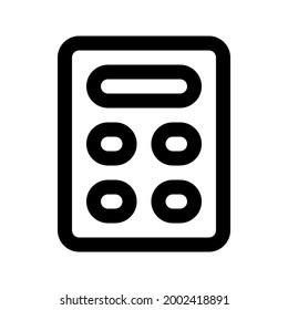 Illustration vector graphic icon of calculator icon. Line style icon. Vector illustration isolated on white background. Perfect for website or application design.