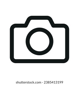 Icono gráfico vectorial de ilustración de cámara. Icono de estilo de esquema. Icono Temático De Equipo Y Equipo. Ilustración vectorial aislada en fondo blanco. Perfecto para el diseño de sitios web o aplicaciones.