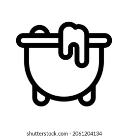 Illustration vector graphic icon of Cauldron. Outline Style Icon. Halloween Themed Icon. Vector illustration isolated on white background. Perfect for website or application design.
