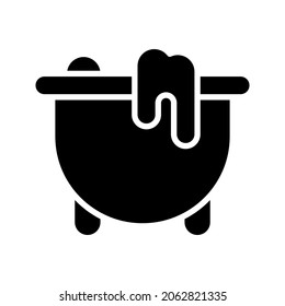 Illustration vector graphic icon of Cauldron. Solid Style Icon. Halloween Themed Icon. Vector illustration isolated on white background. Perfect for website or application design.