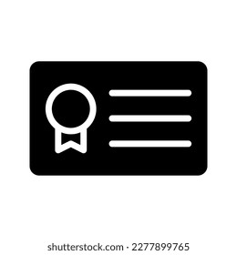 Illustration vector graphic icon of Certificate. Solid Style Icon. Education Themed Icon. Vector illustration isolated on white background. Perfect for website or application design.