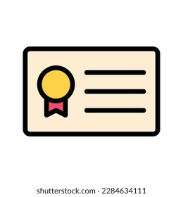Illustration vector graphic icon of Certificate. Filled Line Style Icon. Education Themed Icon. Vector illustration isolated on white background. Perfect for website or application design.