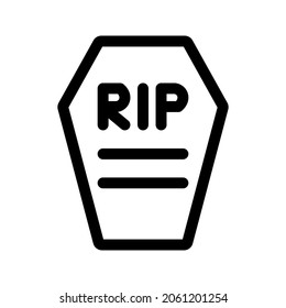 Illustration vector graphic icon of Coffin. Outline Style Icon. Halloween Themed Icon. Vector illustration isolated on white background. Perfect for website or application design.